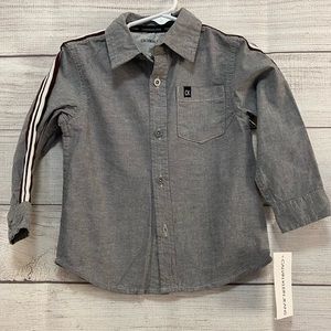 Calvin Klein Toddler Boy Button Down Shirt Stripes Down Sleeves Denim Blue Sz:2T